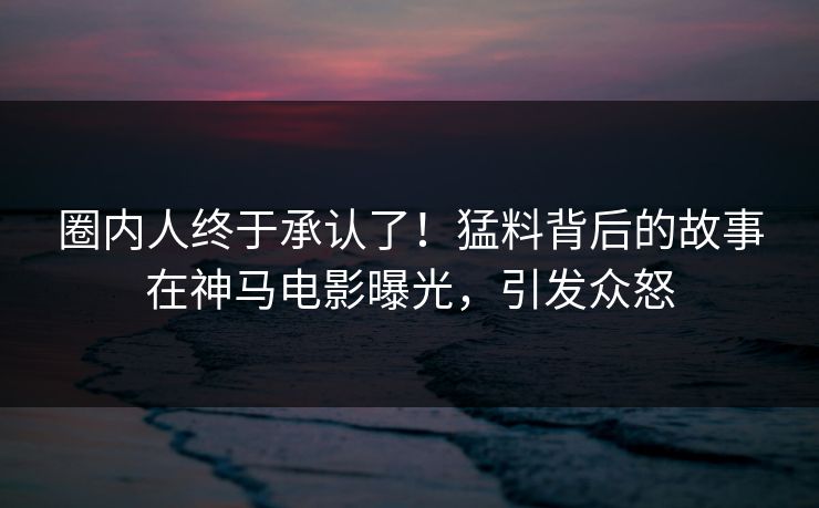 圈内人终于承认了！猛料背后的故事在神马电影曝光，引发众怒