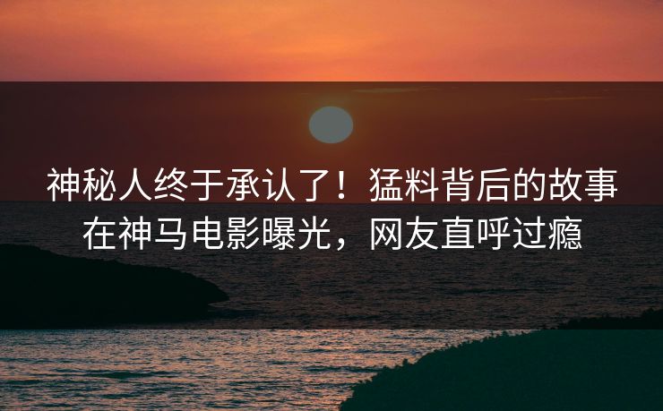 神秘人终于承认了！猛料背后的故事在神马电影曝光，网友直呼过瘾