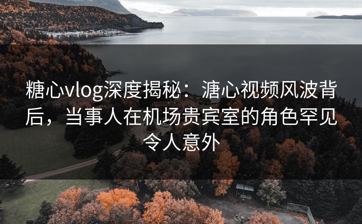糖心vlog深度揭秘:溏心视频风波背后,当事人在机场贵宾室的角色罕见令人意外 糖心vlog深度揭秘:溏心视频风波背后,当事人在机场贵宾室的角色罕见令人意外