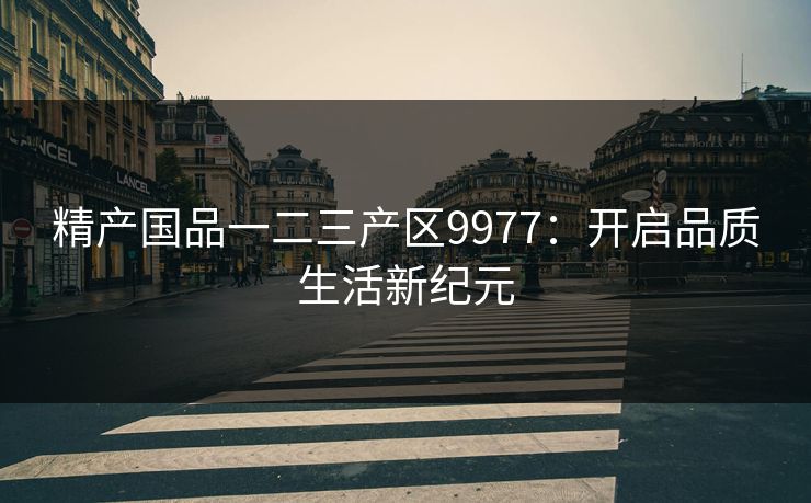 精产国品一二三产区9977：开启品质生活新纪元