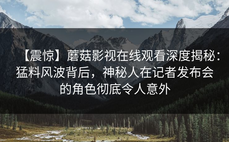 【震惊】蘑菇影视在线观看深度揭秘:猛料风波背后,神秘人在记者发布会的角色彻底令人意外 【震惊】蘑菇影视在线观看深度揭秘:猛料风波背后,神秘人在记者发布会的角色彻底令人意外